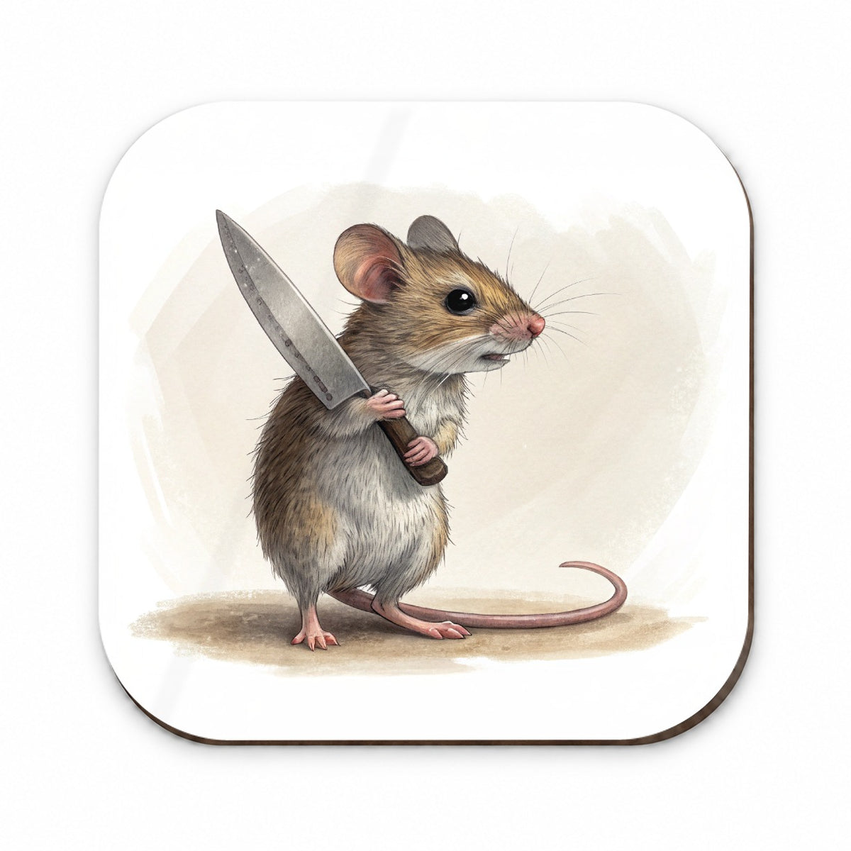 Small Mouse Holding A Butcher Knife Funny Scary Halloween Fridge Magnet