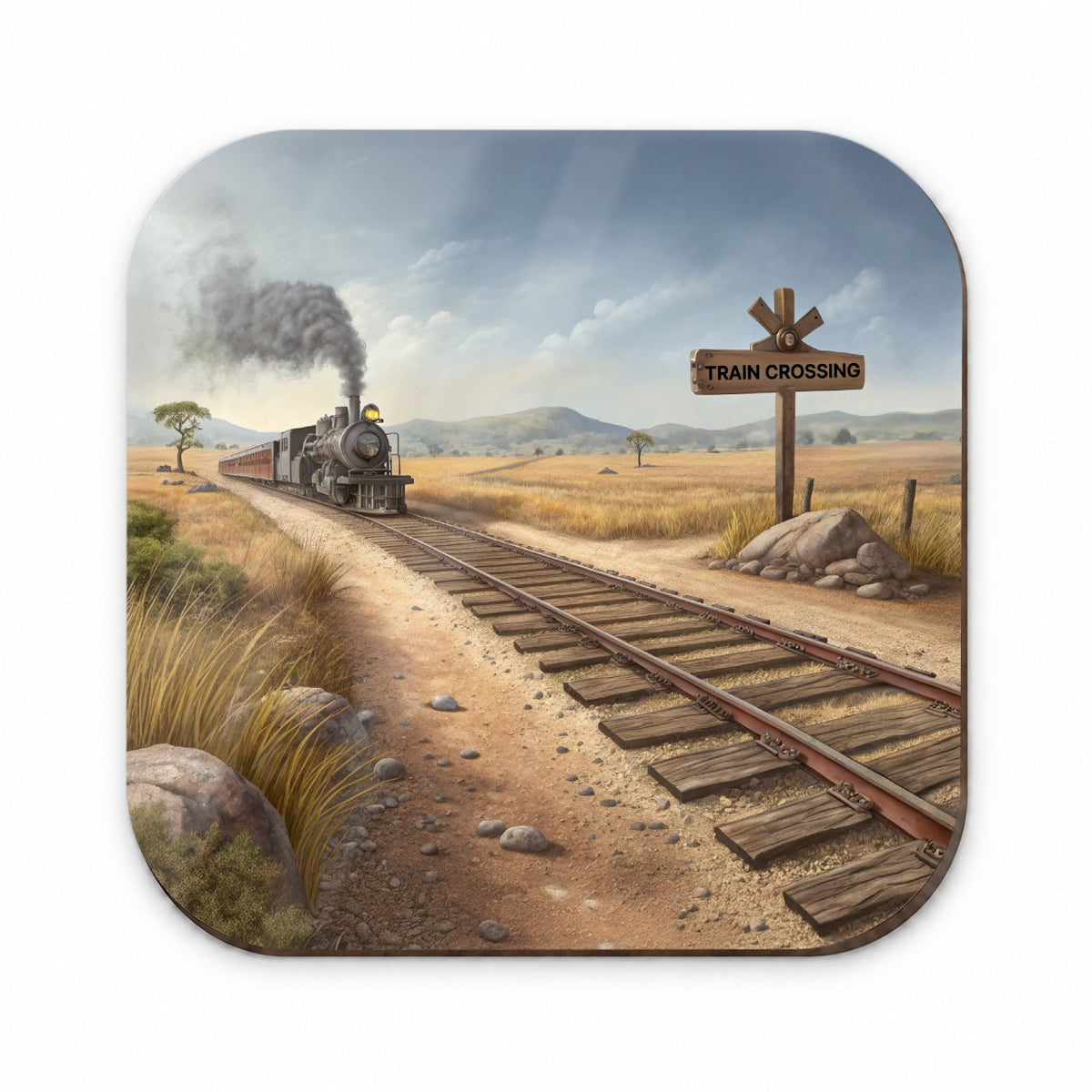 Steam Locomotive Train Crossing Old West Western Fridge Magnet