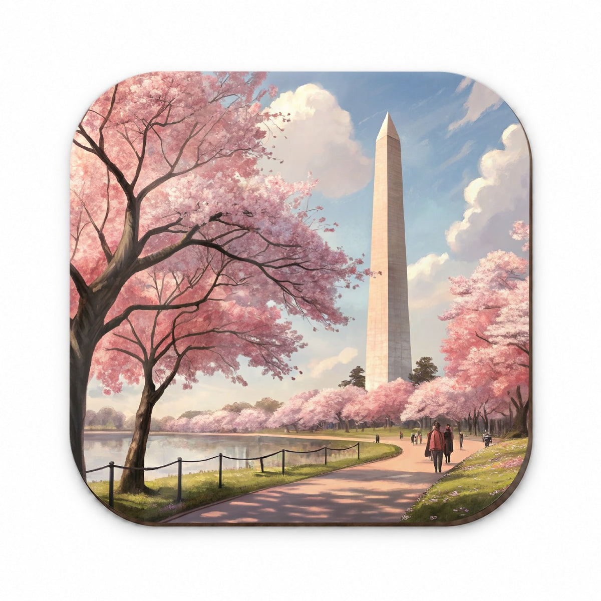 Washington Monument During Cherry Tree Blossom Season Fridge Magnet