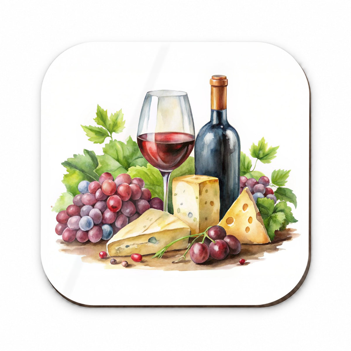 Wine Cheese Grapes Watercolor Fridge Magnet