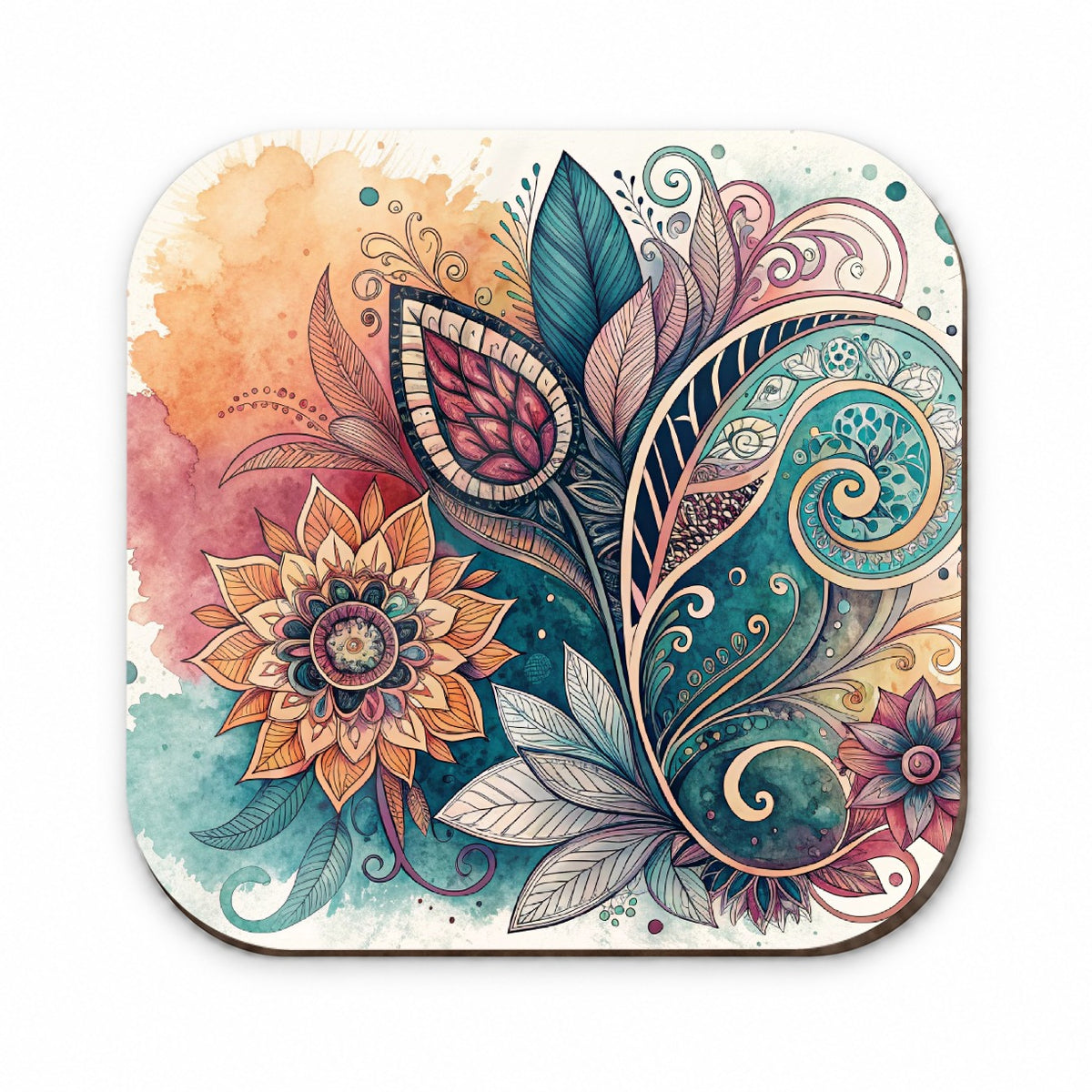 Abstract Deco Floral Leaves Swirl Design Fridge Magnet