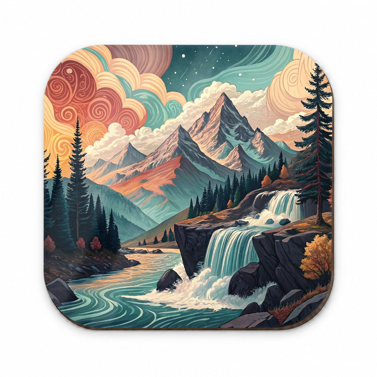 Abstract Mountains Waterfalls Landscape Fridge Magnet