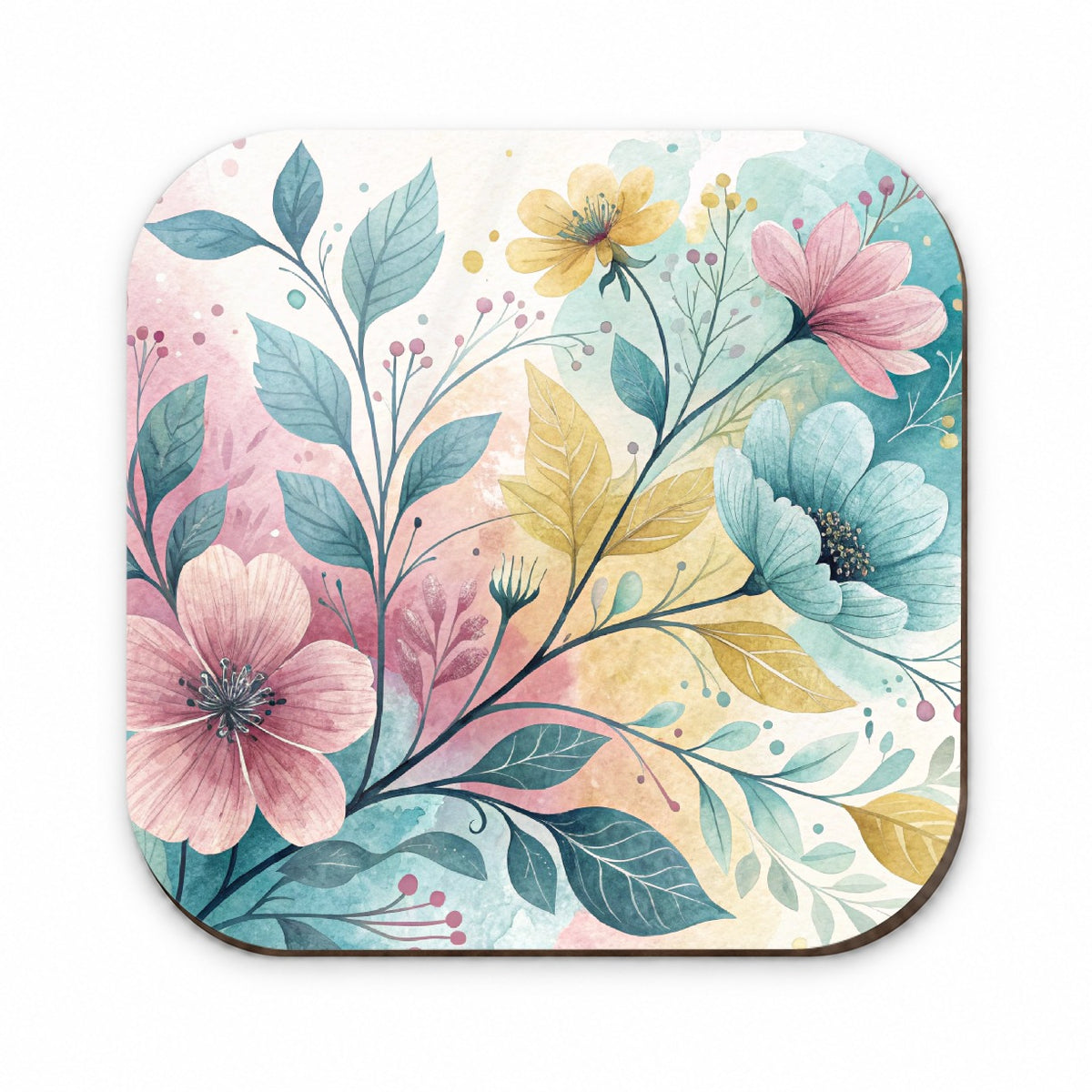 Abstract Pastel Flowers Leaves Design Fridge Magnet