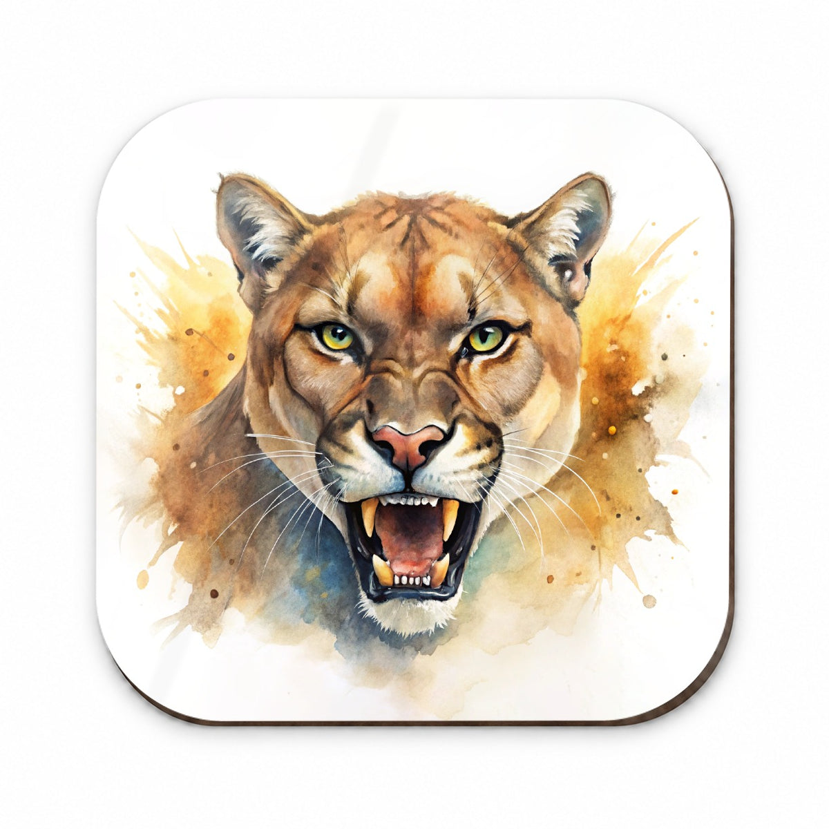 Angry Mountain Lion Cougar Watercolor Fridge Magnet