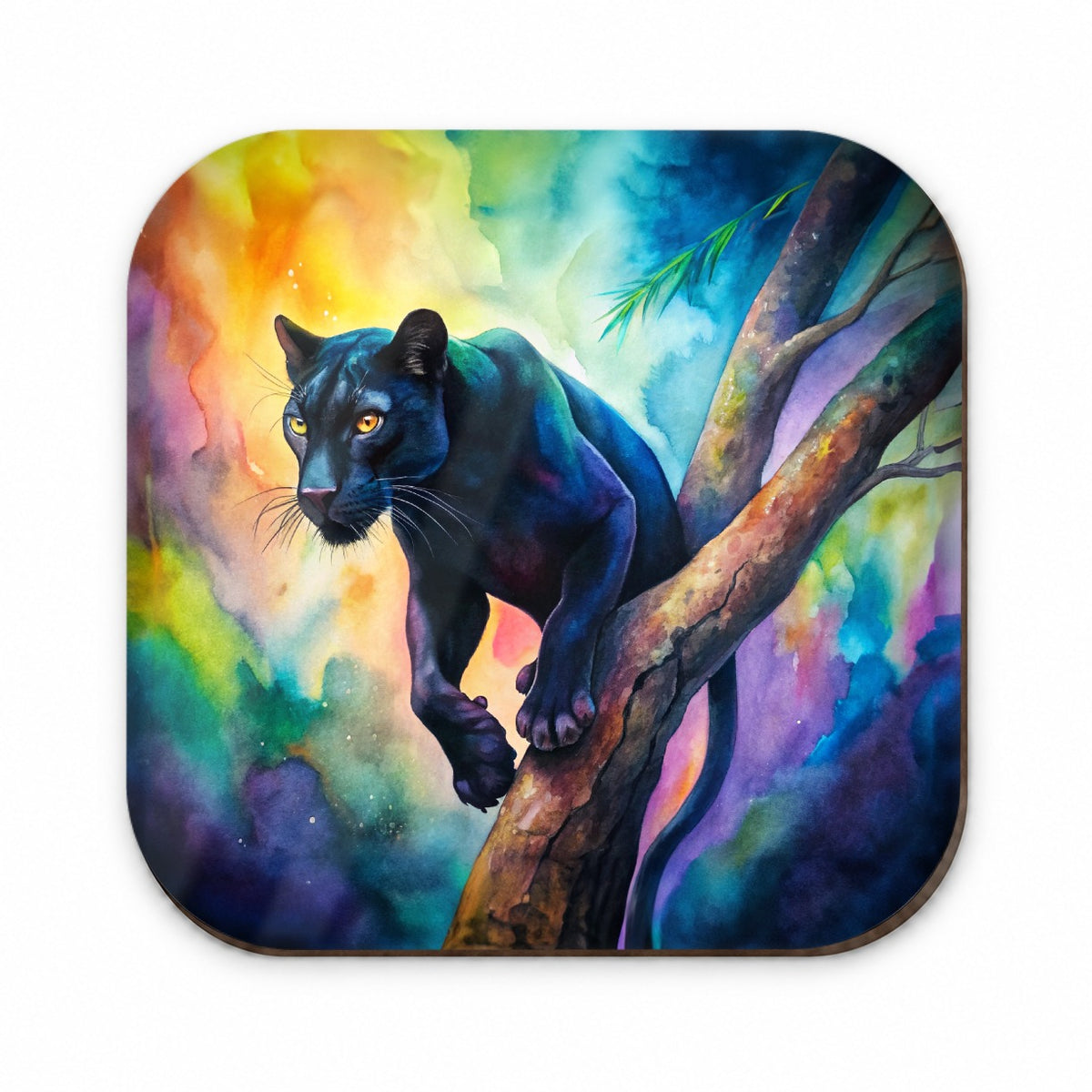 Black Panther In Tree Watercolor Fridge Magnet