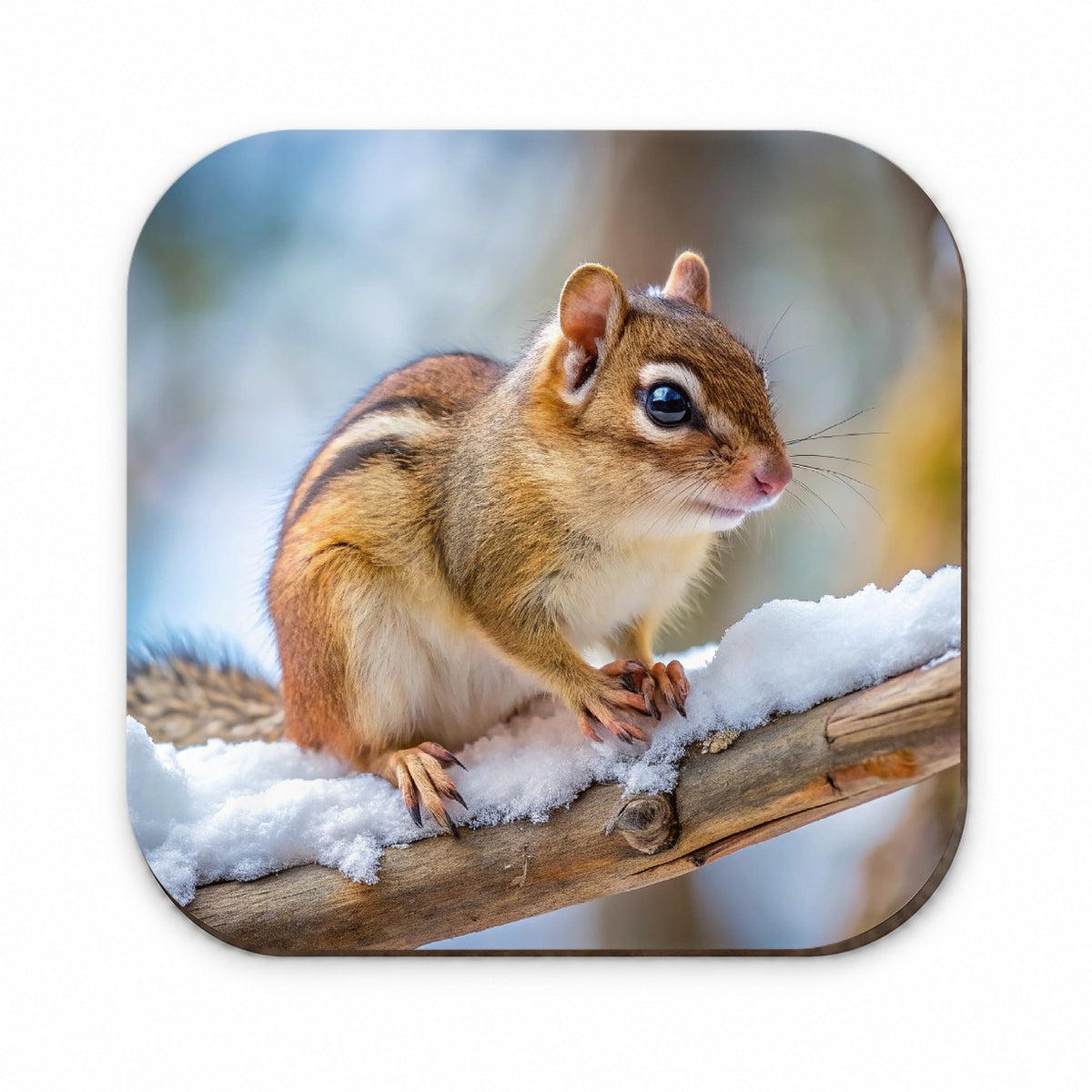 Chipmunk On Branch In Winter Fridge Magnet