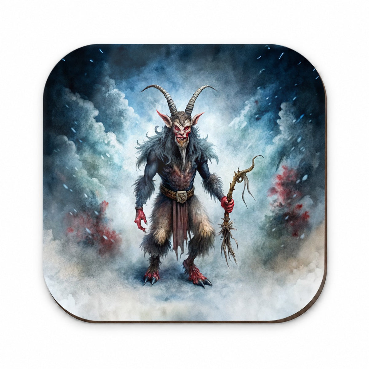 Evil Krampus Black Watercolor Christmas Fridge Magnet