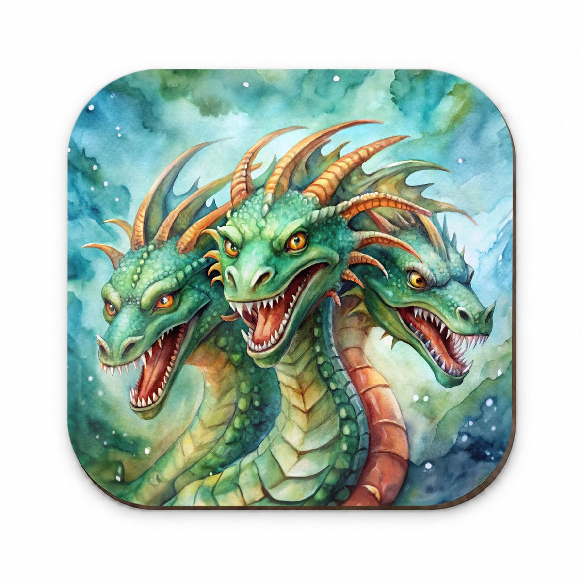 Fantasy Hydra Heads Mythical Monster Watercolor Fridge Magnet