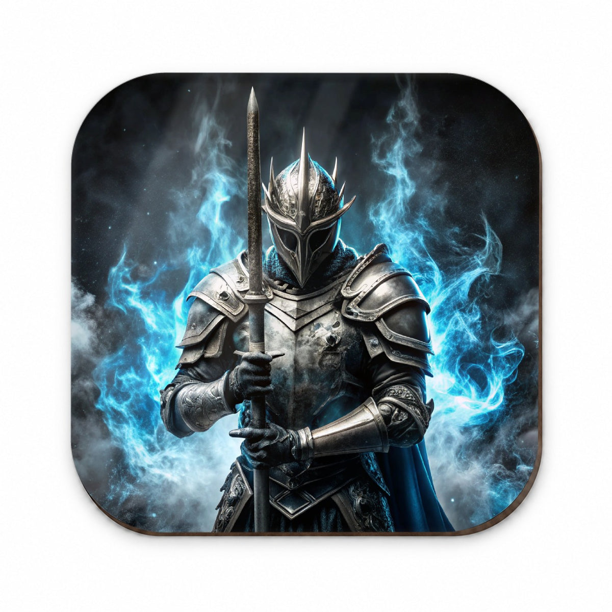 Fantasy Warrior Knight Blue Flames Fridge Magnet