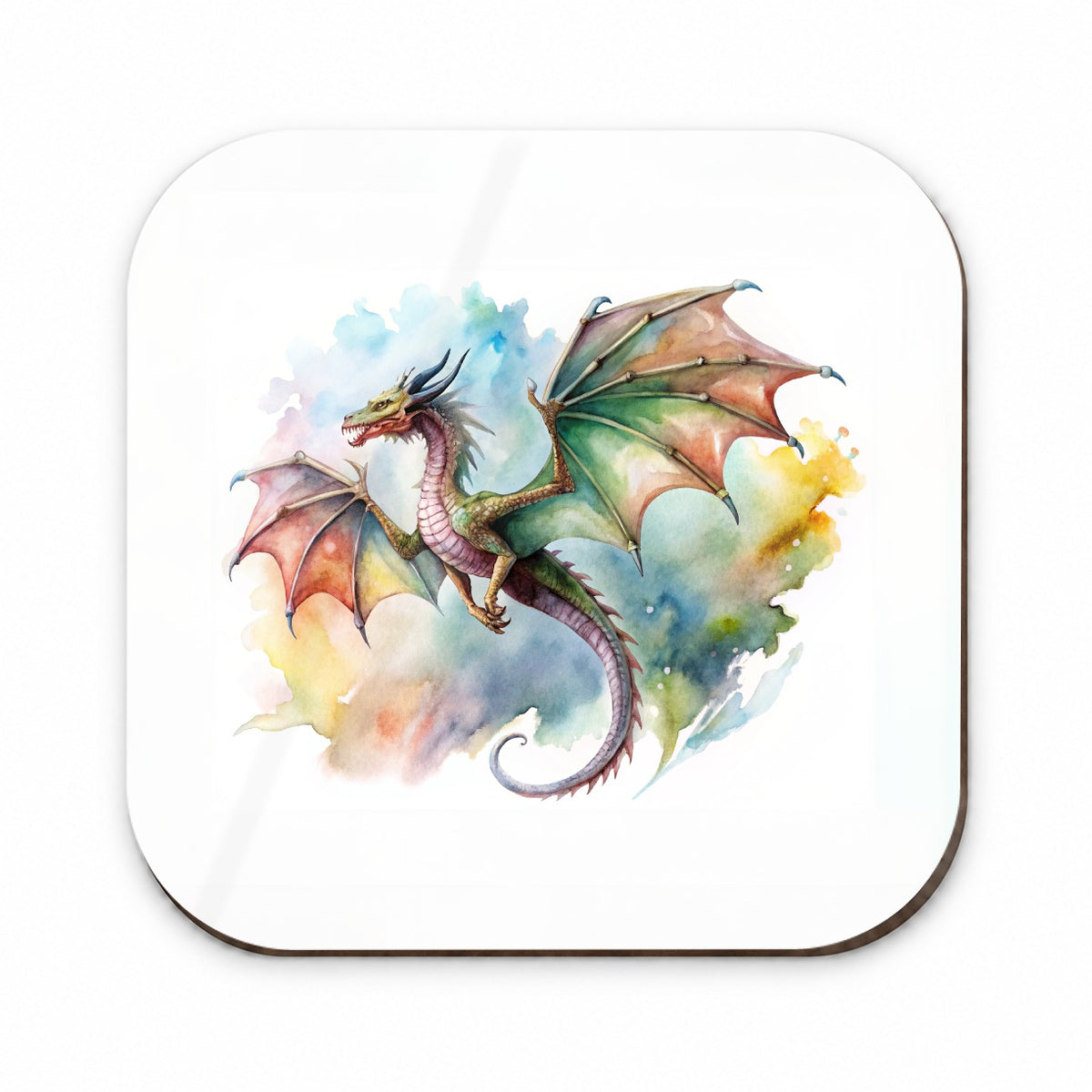 Fantasy Wyvern Dragon In Flight Watercolor Fridge Magnet