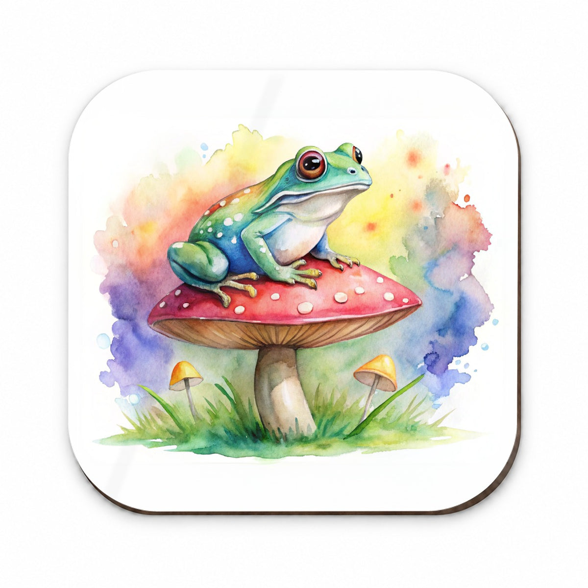 Frog Sitting On A Magical Mushroom Watercolor Fridge Magnet