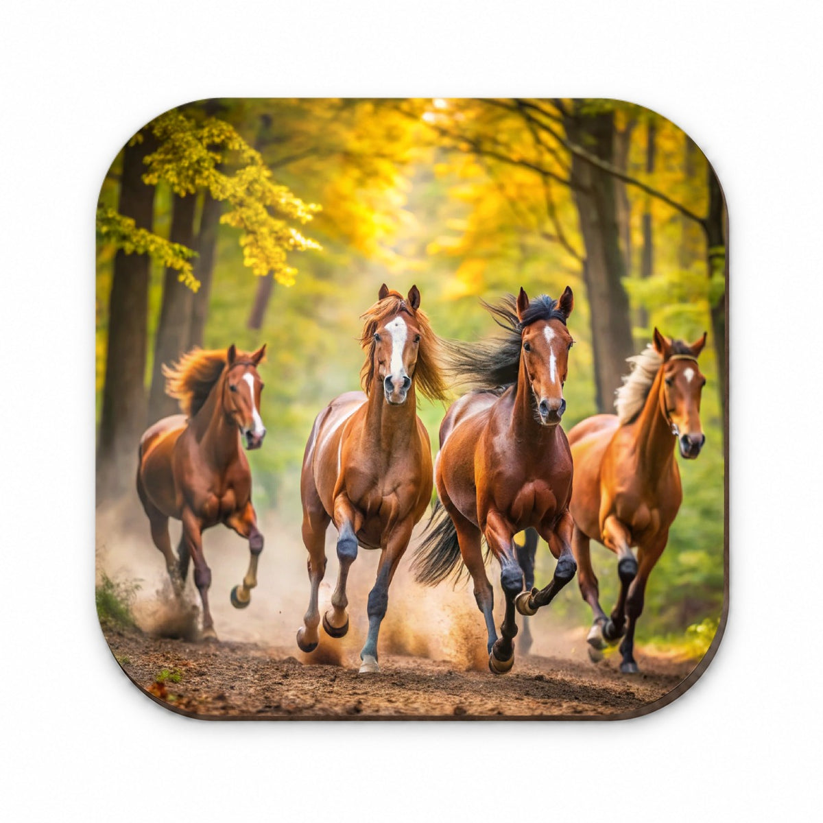 Horses Galloping Through The Forest Fridge Magnet