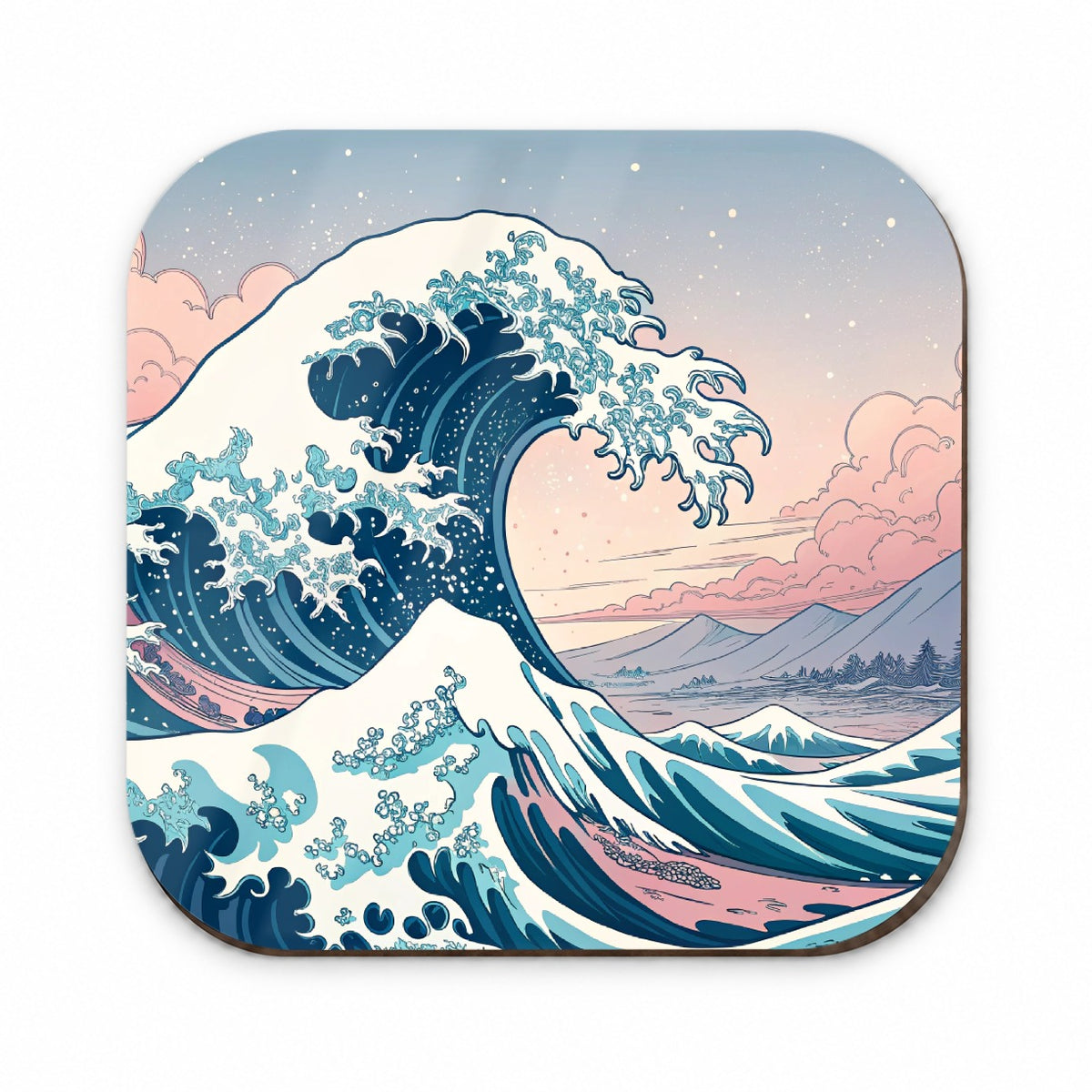 Japanese Blue Pink Ocean Waves Fridge Magnet