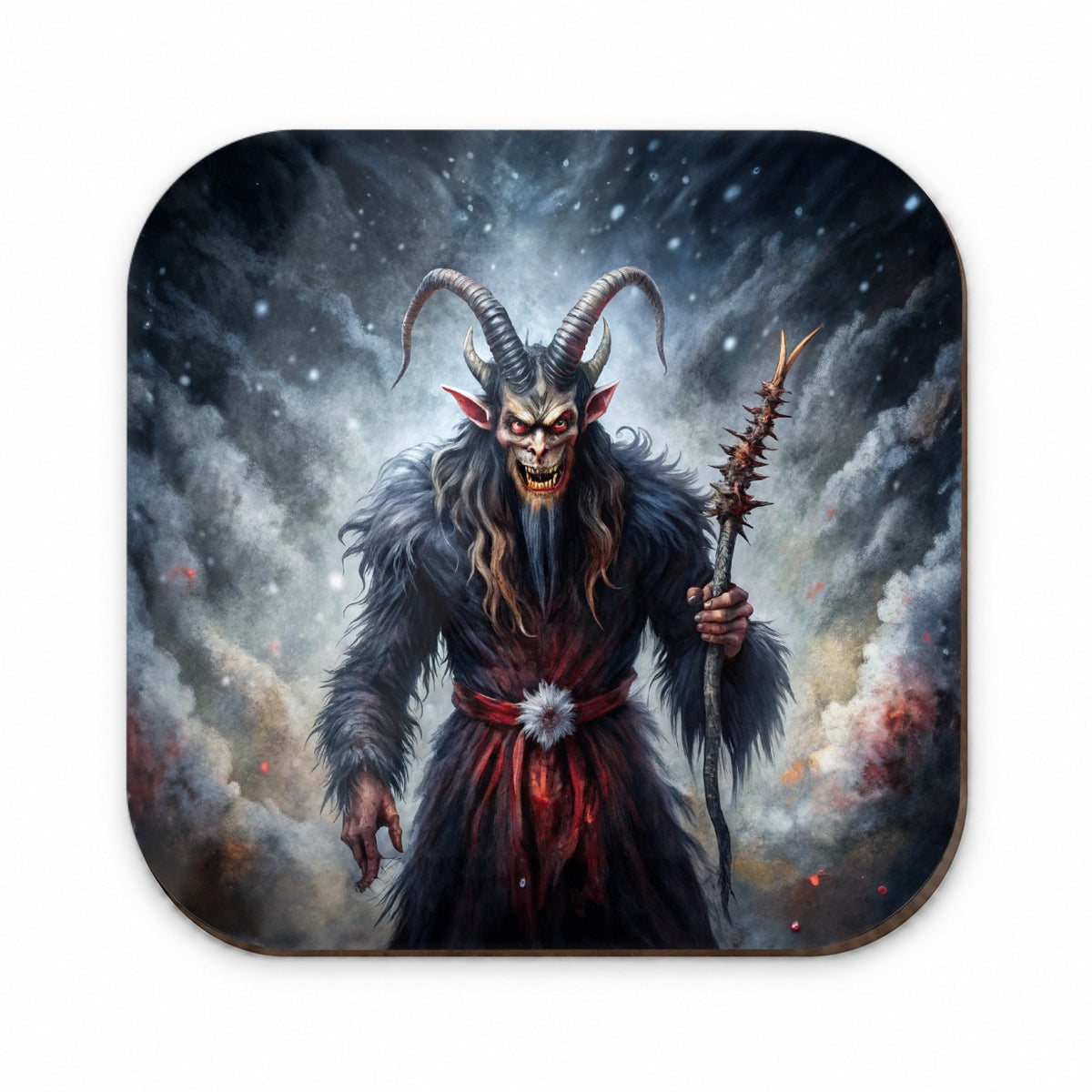Krampus Black Watercolor Background Fridge Magnet