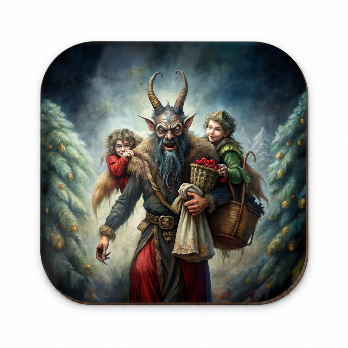 Krampus Carrying Stolen Children at Christmas Fridge Magnet