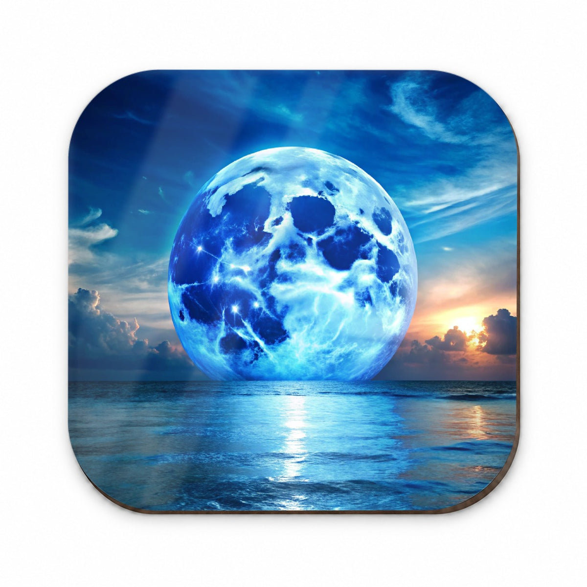 Large Blue Moon Over The Ocean Horizon Fridge Magnet