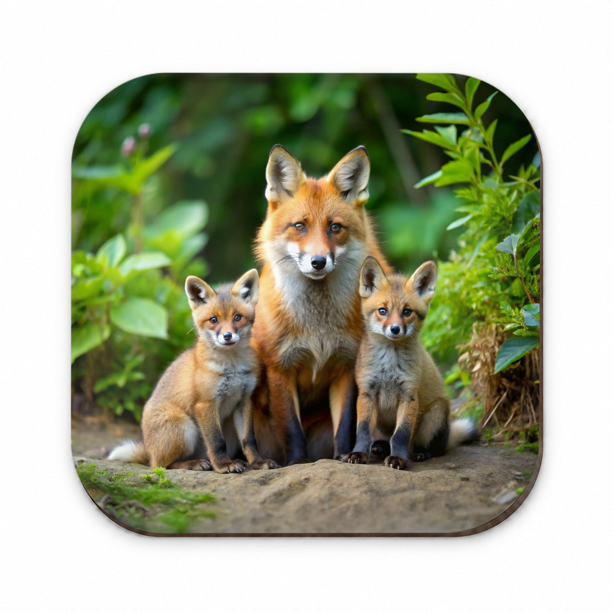Mother Fox And Pups Fridge Magnet