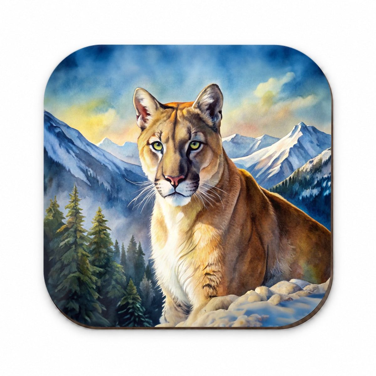 Mountain Lion Cougar Watercolor Fridge Magnet
