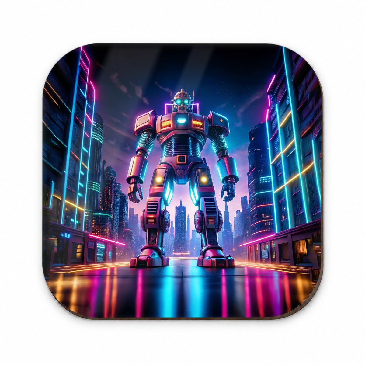 Neon Giant Sci-fi Robot Fridge Magnet