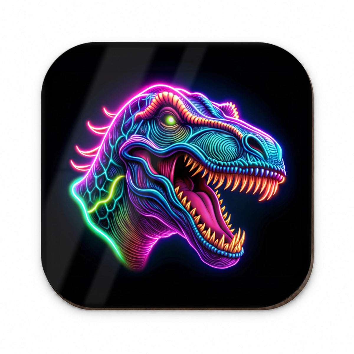 Neon T-Rex Dinosaur Head Fridge Magnet