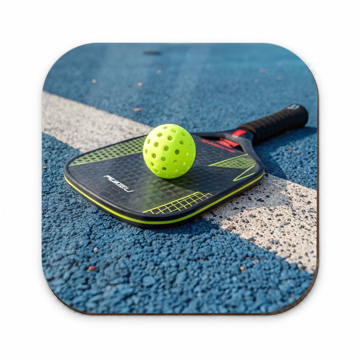 Pickleball Paddle and Ball on Court Fridge Magnet