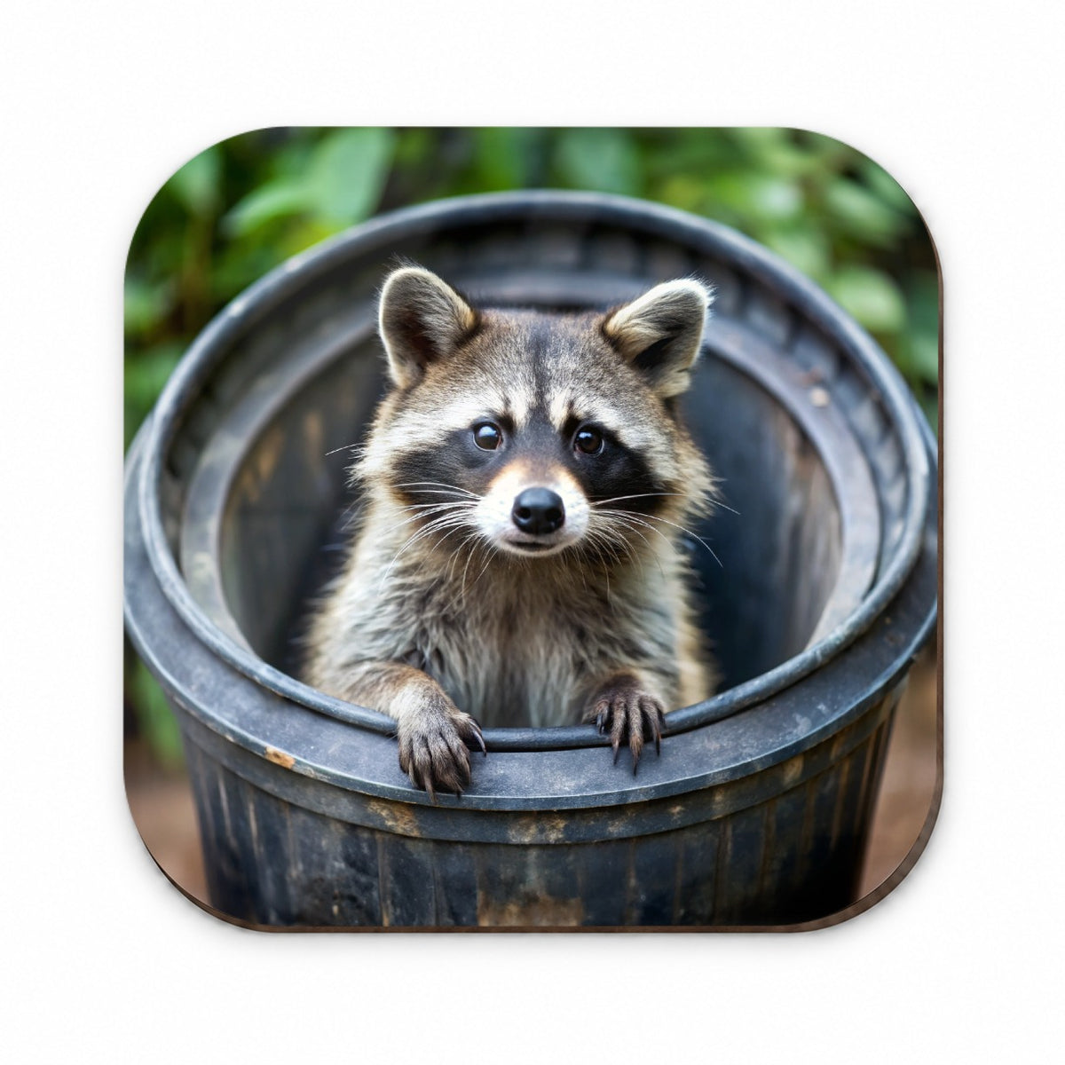 Raccoon In Barrel Trash Panda Fridge Magnet