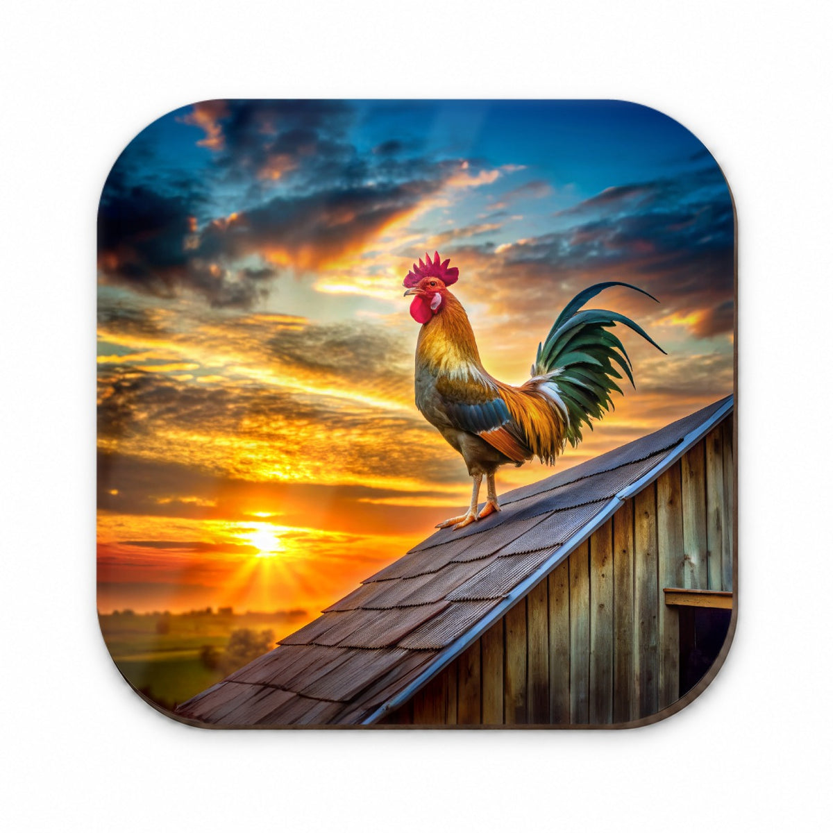Rooster on Barn Roof At Sunrise Fridge Magnet