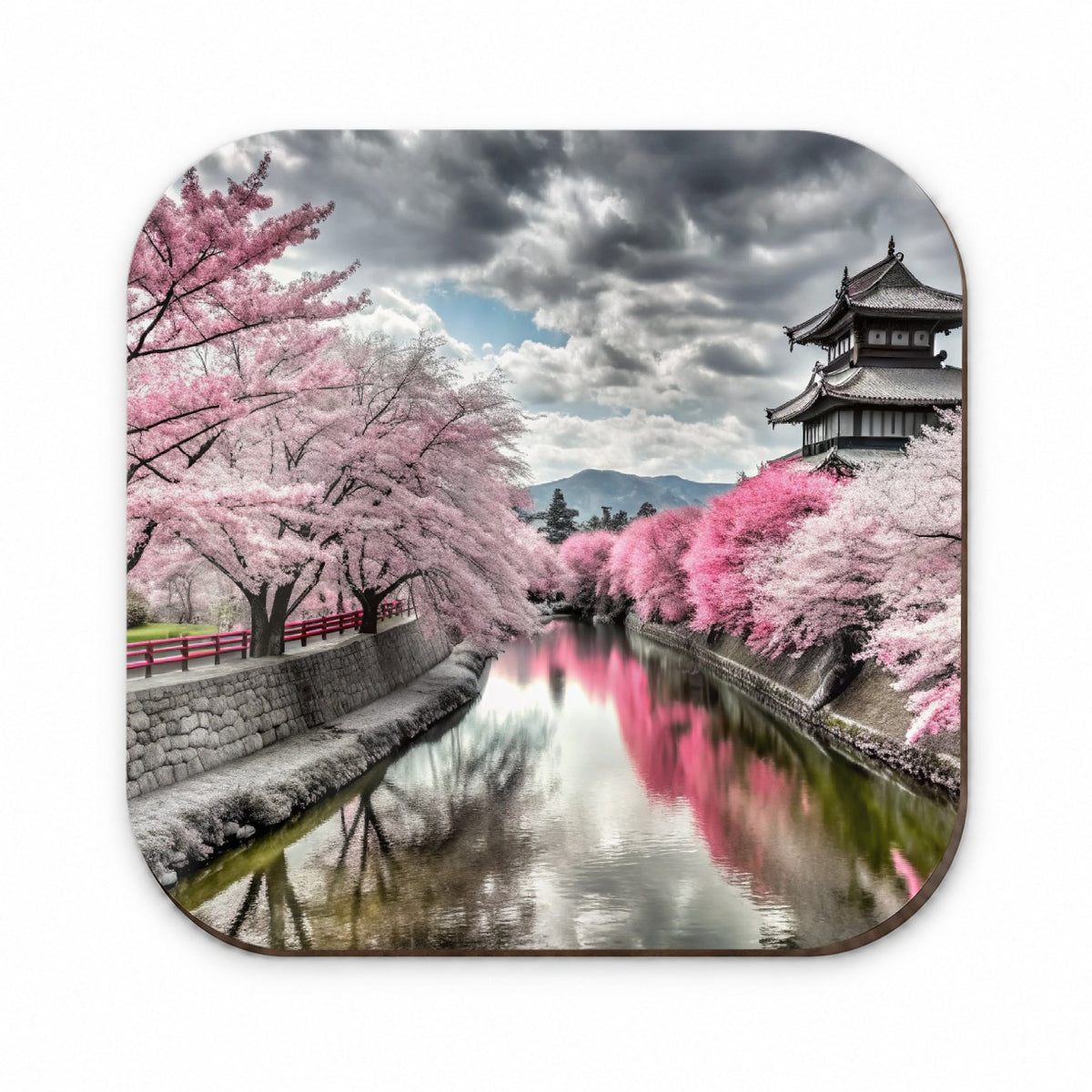 Sakura Trees Along River Japanese Scene Fridge Magnet