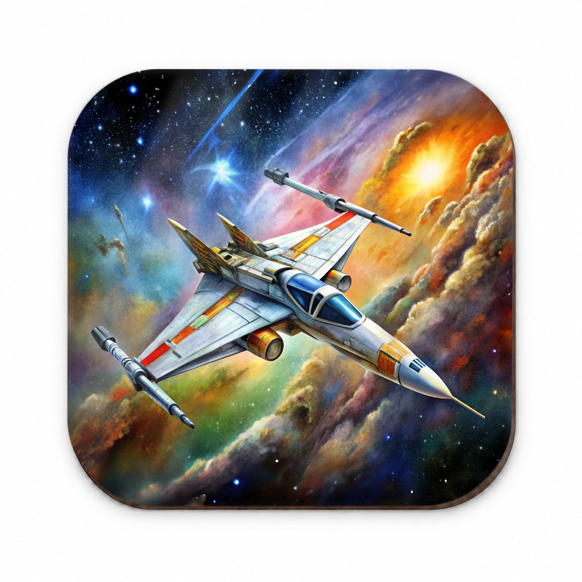 Sci-fi Starfighter Spaceship on Patrol Fridge Magnet