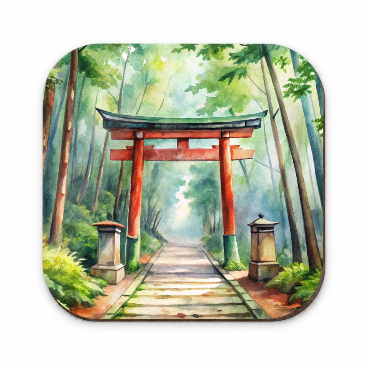 Torii Gate Leading To Forest Shrine Watercolor Fridge Magnet