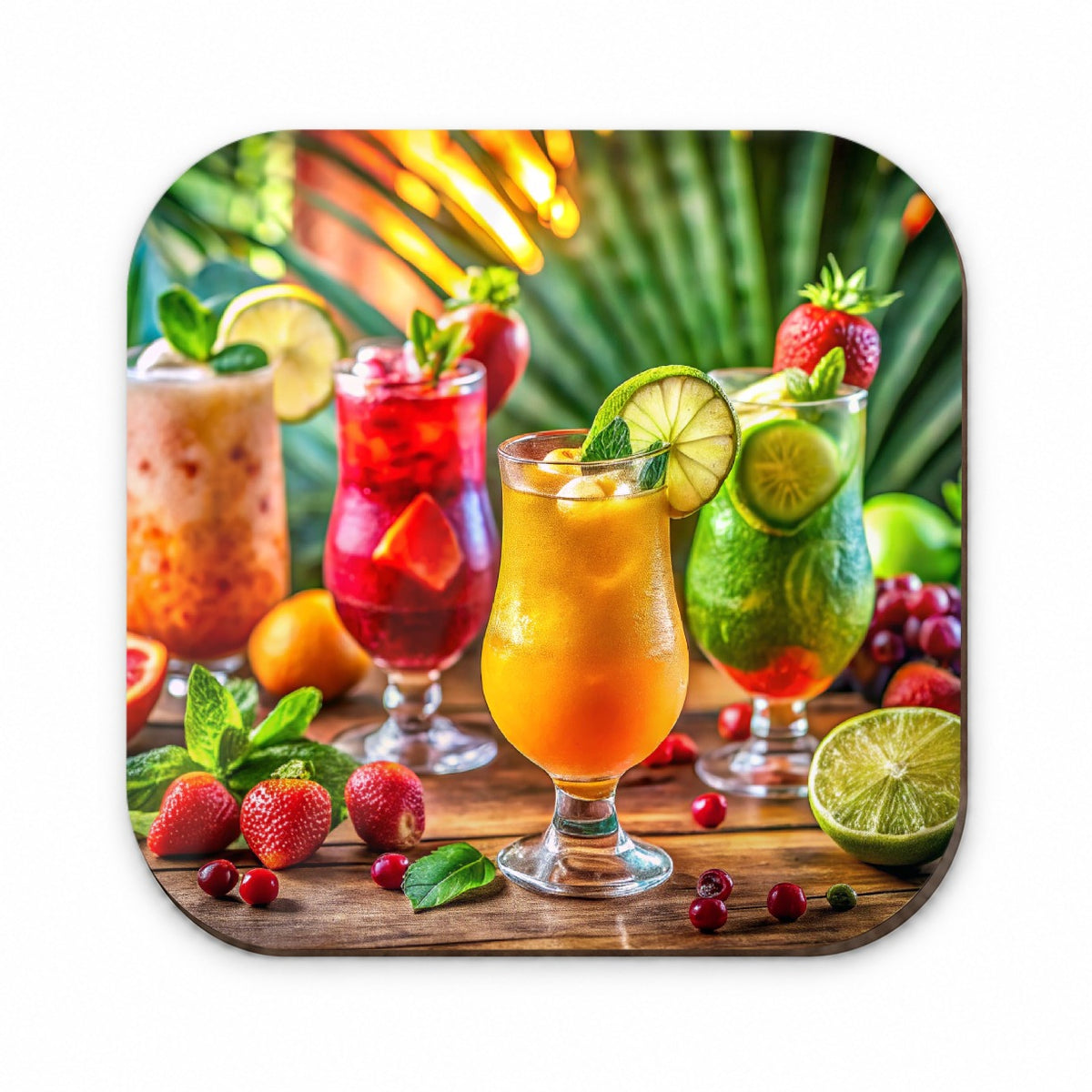 Tropical Colorful Fruity Drinks Fridge Magnet
