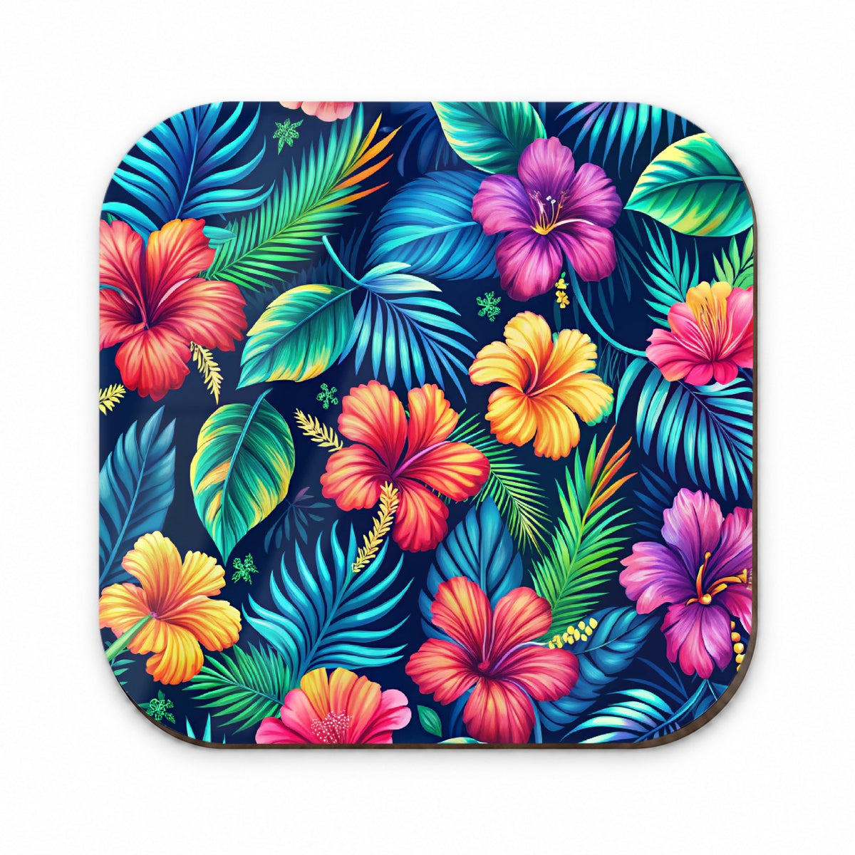 Tropical Neon Hibiscus Floral Pattern Fridge Magnet