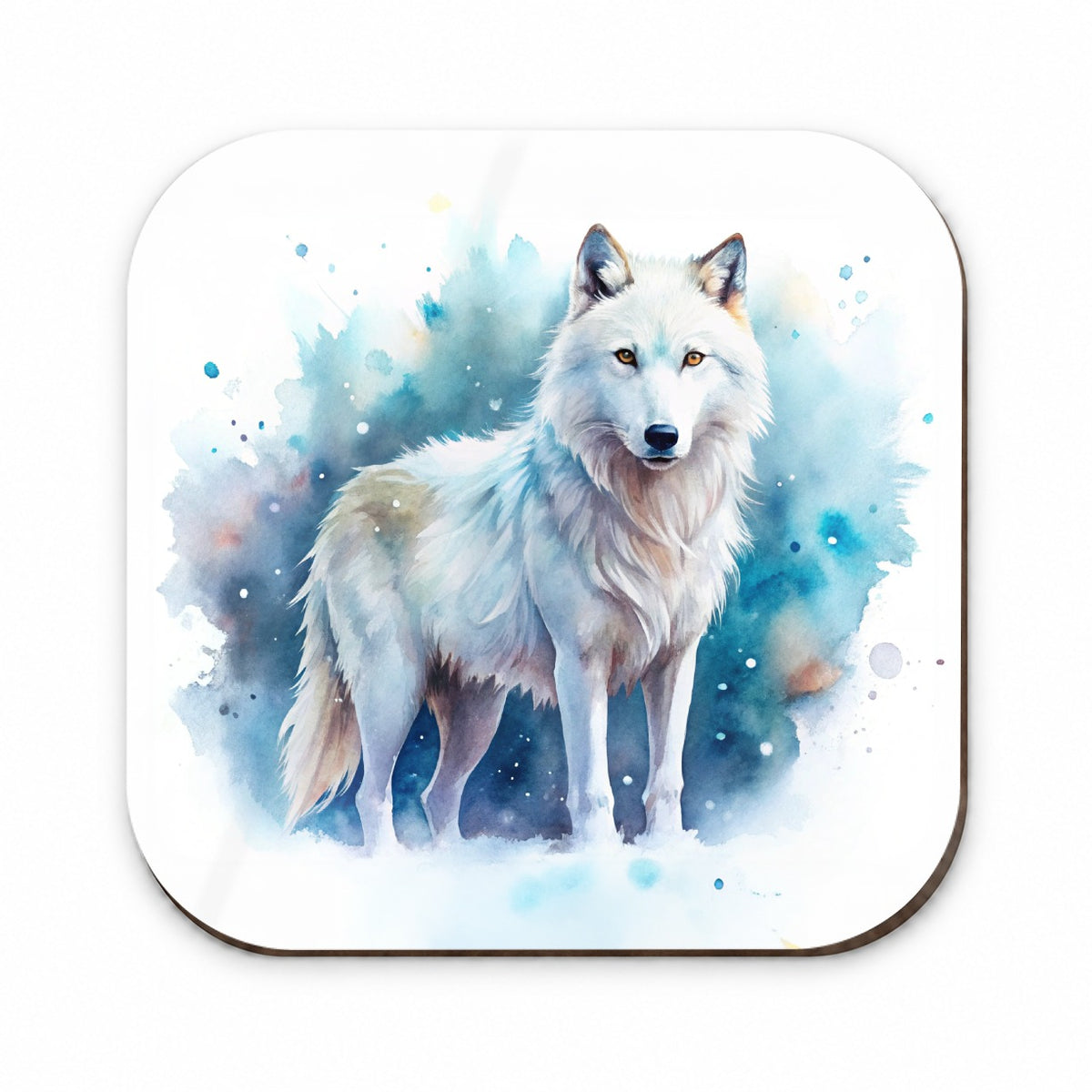 White Wolf Watercolor Fridge Magnet