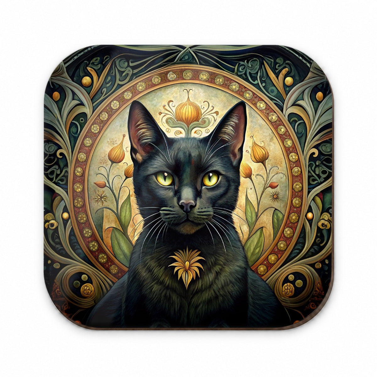 Black Cat Art Nouveau Fridge Magnet