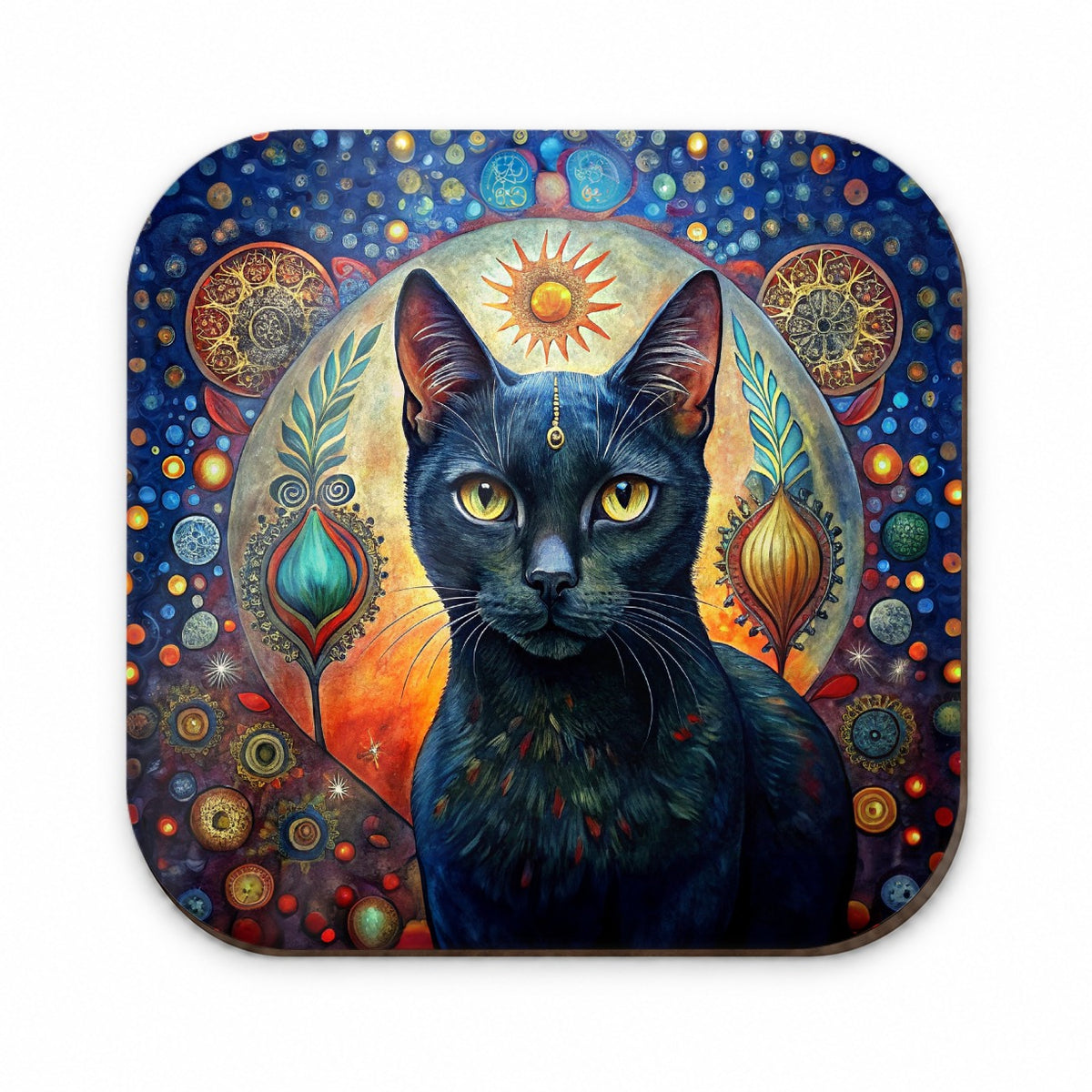 Black Cat Bohemian Art Fridge Magnet