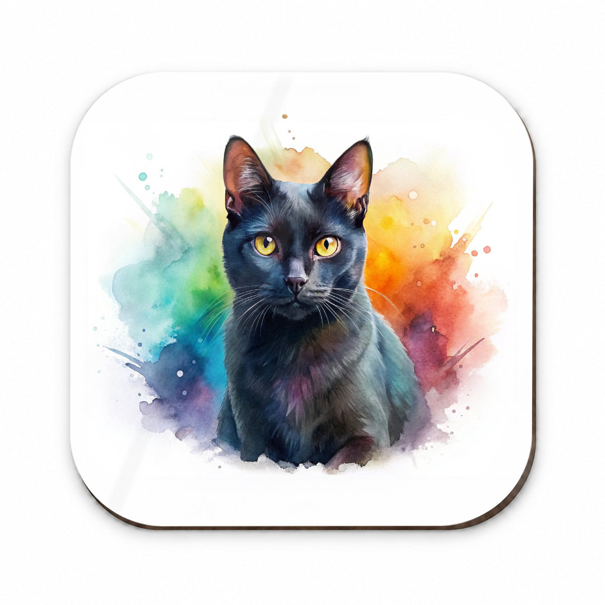 Black Cat Watercolor Style Fridge Magnet