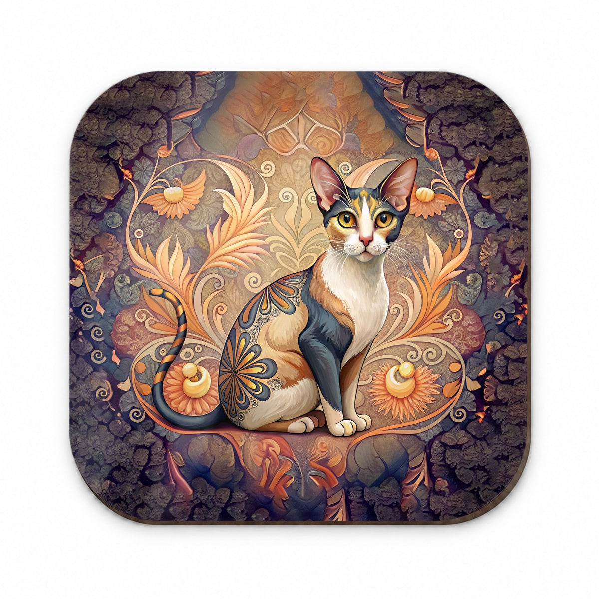 Calico Cat Art Nouveau Fridge Magnet