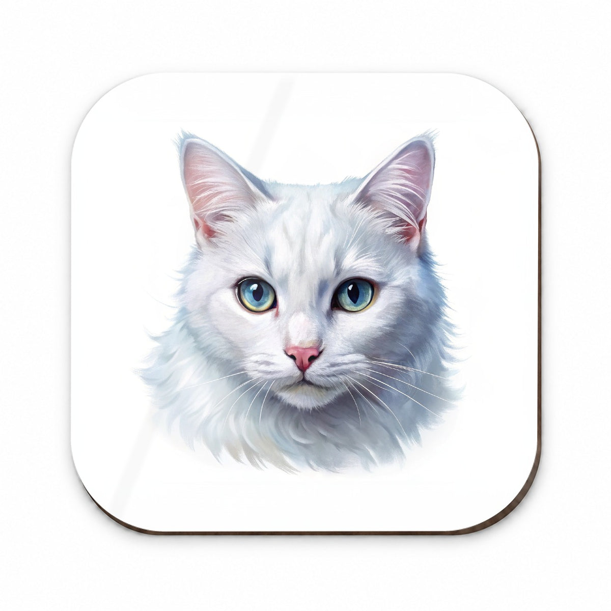 White Cat Illustration Fridge Magnet