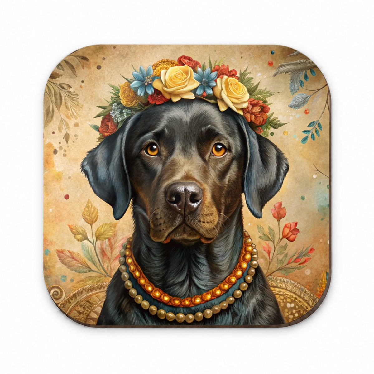 Black Labrador Retriever Dog French Bohemian Art Fridge Magnet
