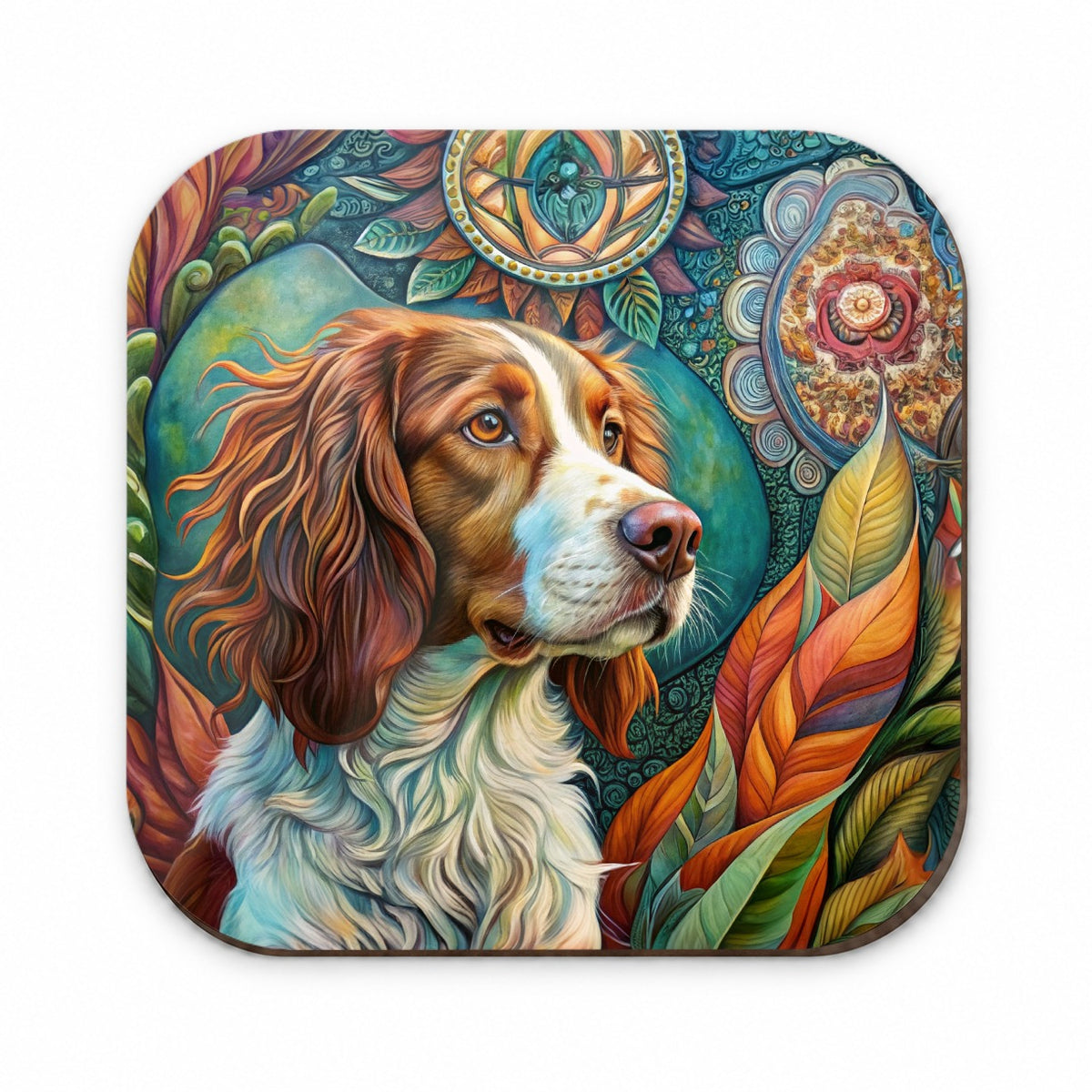 Brittany Spaniel Dog Bohemian Art Fridge Magnet
