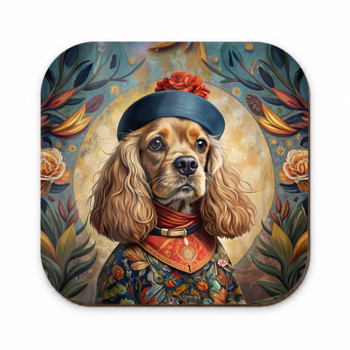 Cavalier King Charles Spaniel Dog French Bohemian Art Fridge Magnet
