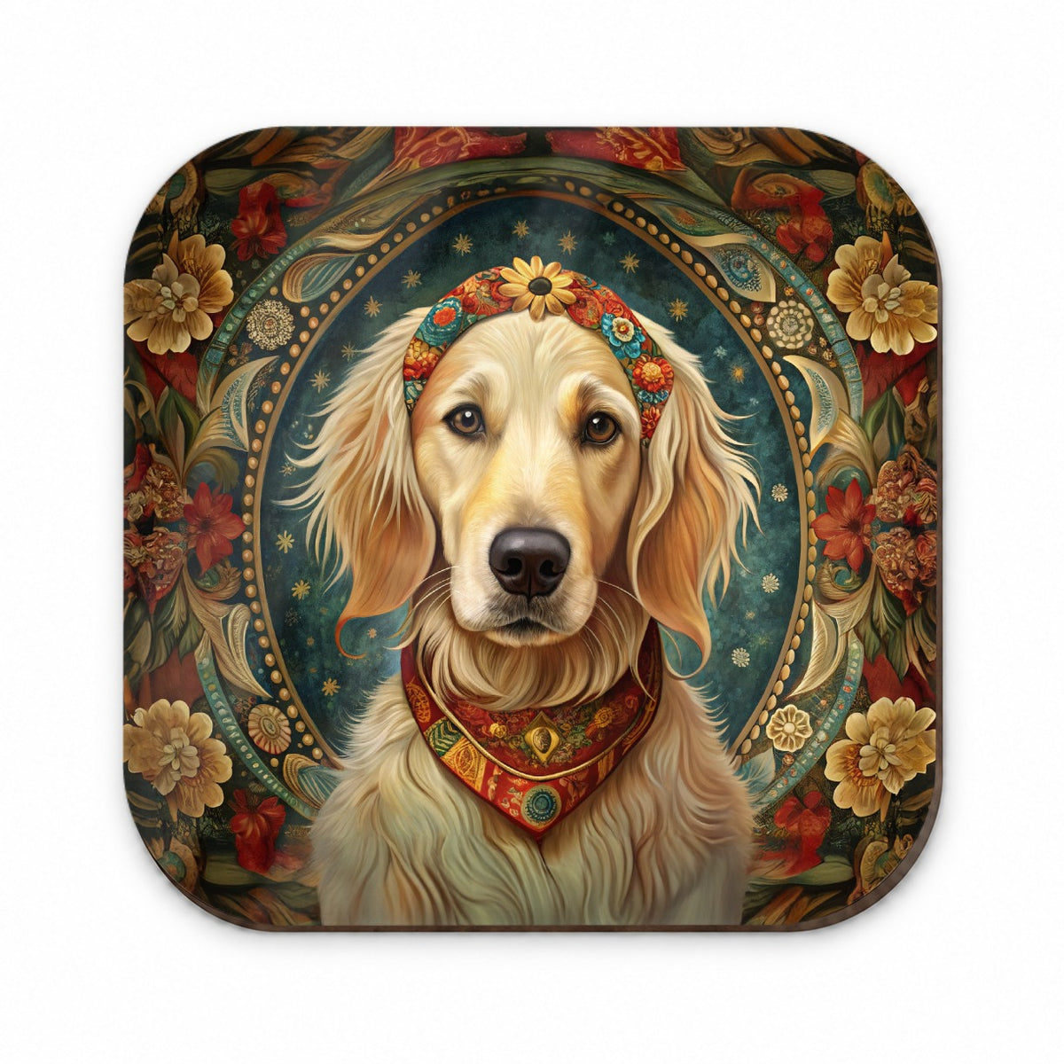 Golden Retriever Dog French Bohemian Art Fridge Magnet
