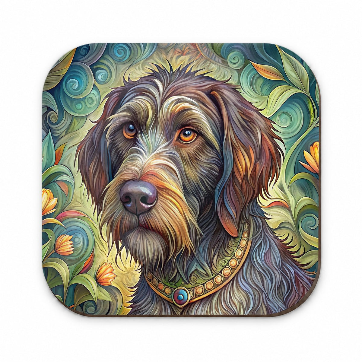 Wirehaired Pointing Griffon Dog Art Nouveau Fridge Magnet