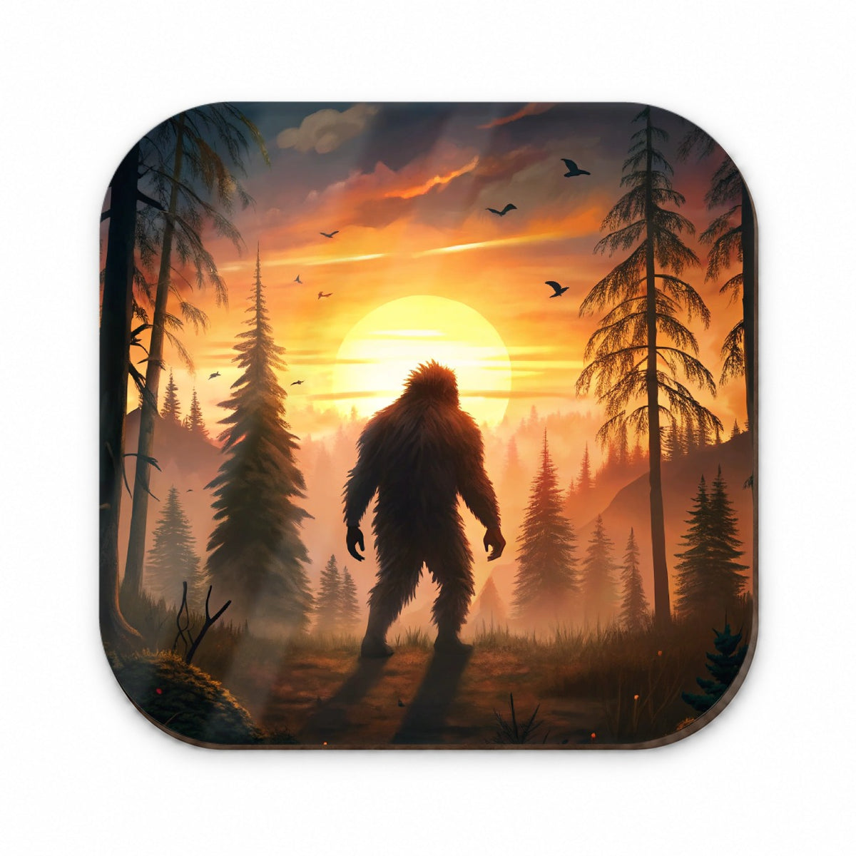 Bigfoot Walking In The Woods At Sunset Fridge Magnet