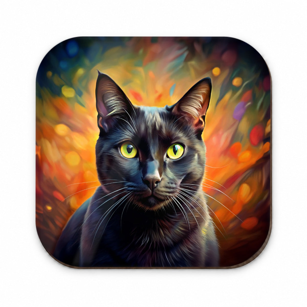 Black Cat Colorful Contemporary Style Art Fridge Magnet