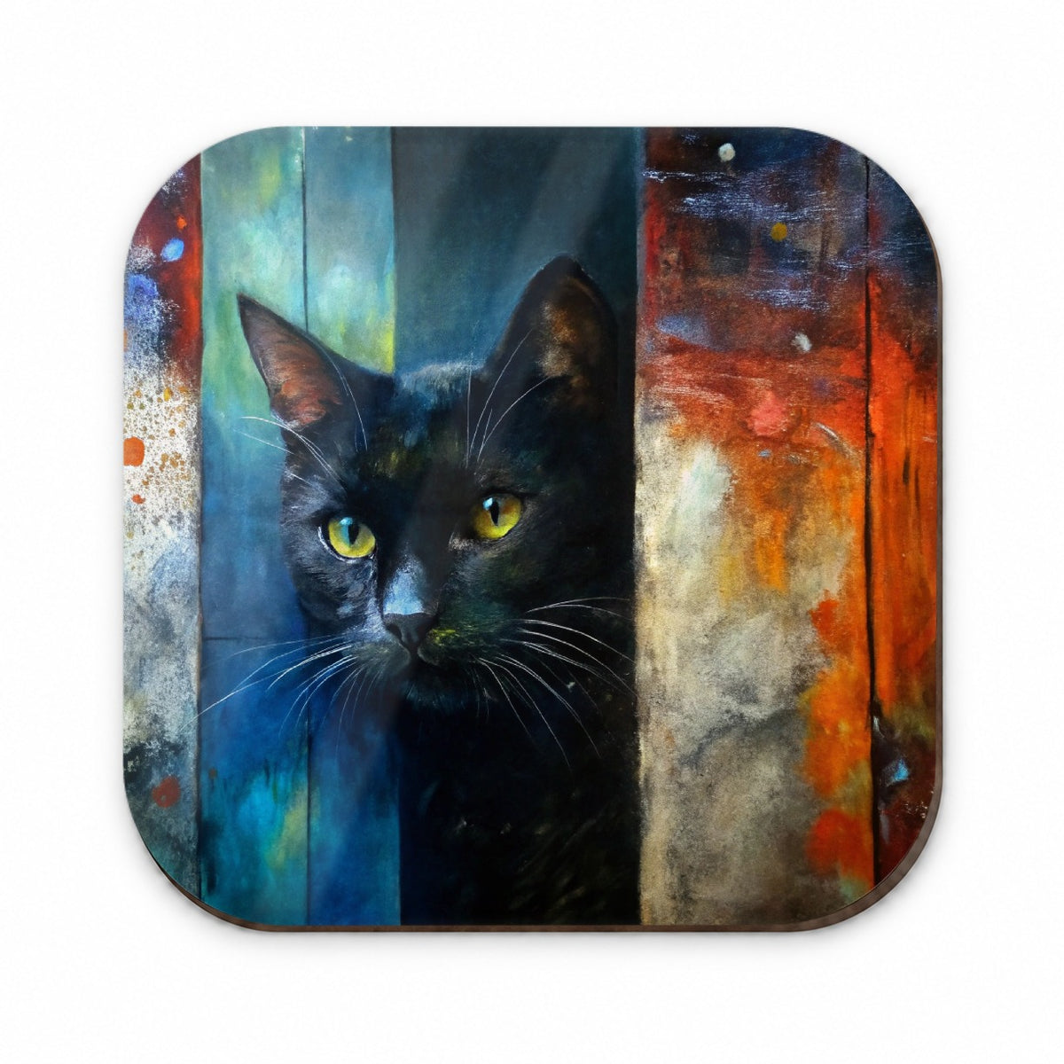 Black Cat Peaking Behind Door Abstract Art Fridge Magnet