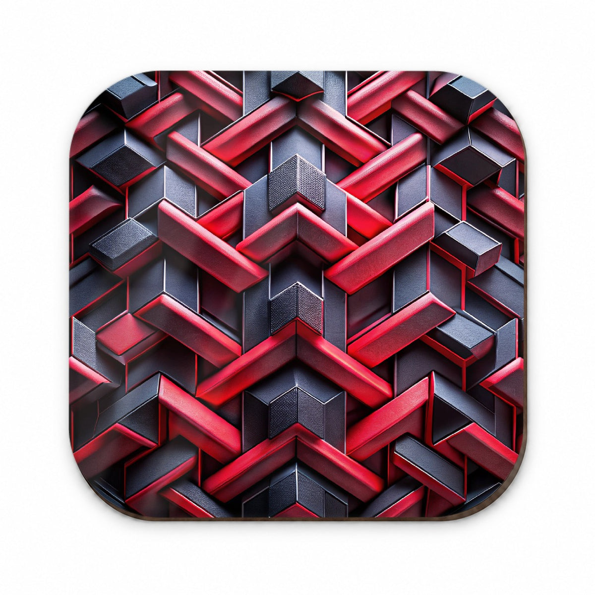 Chunky Angular Black And Red Design Pattern Fridge Magnet