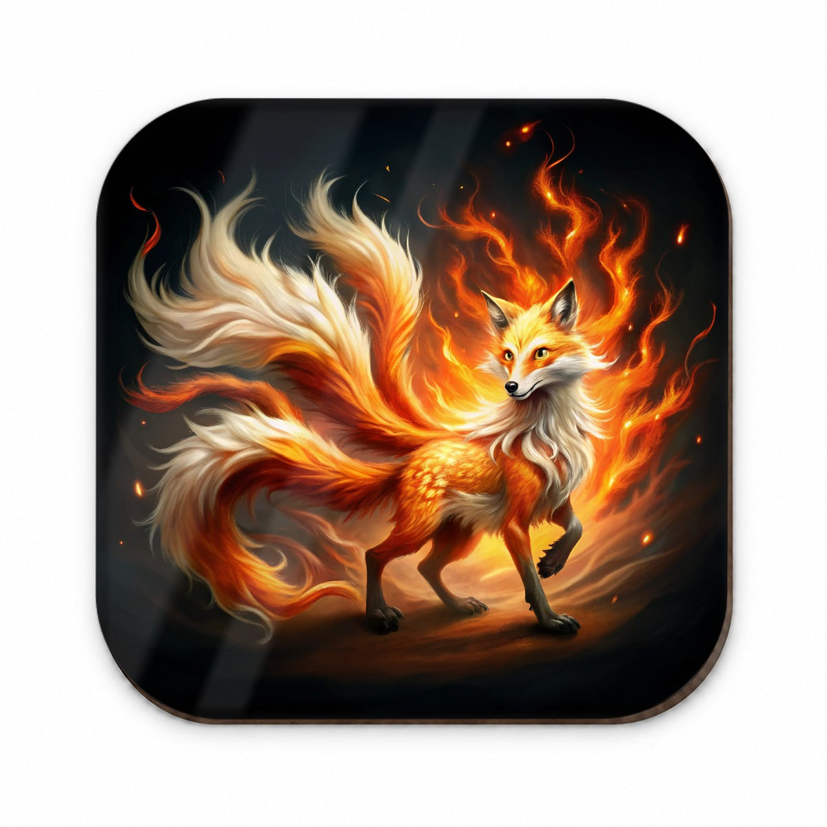Flaming Fire Fox Kitsune Spirit Animal Fridge Magnet