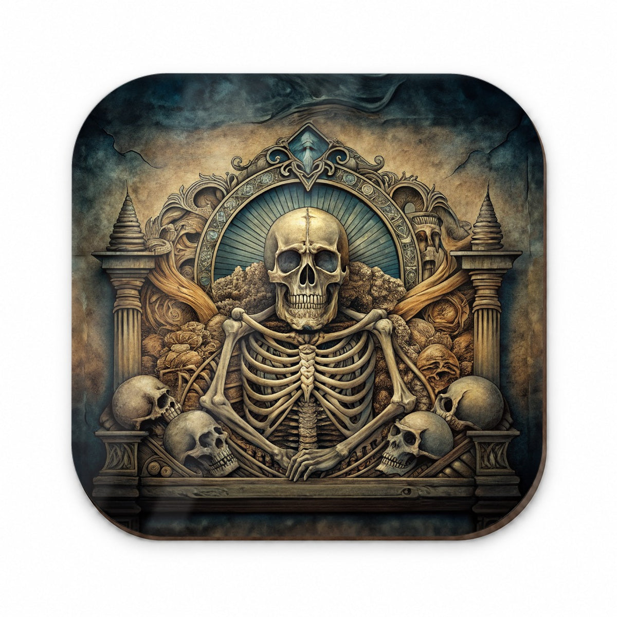 Gothic Ancient Skull Skeleton Bones Illustration Fridge Magnet