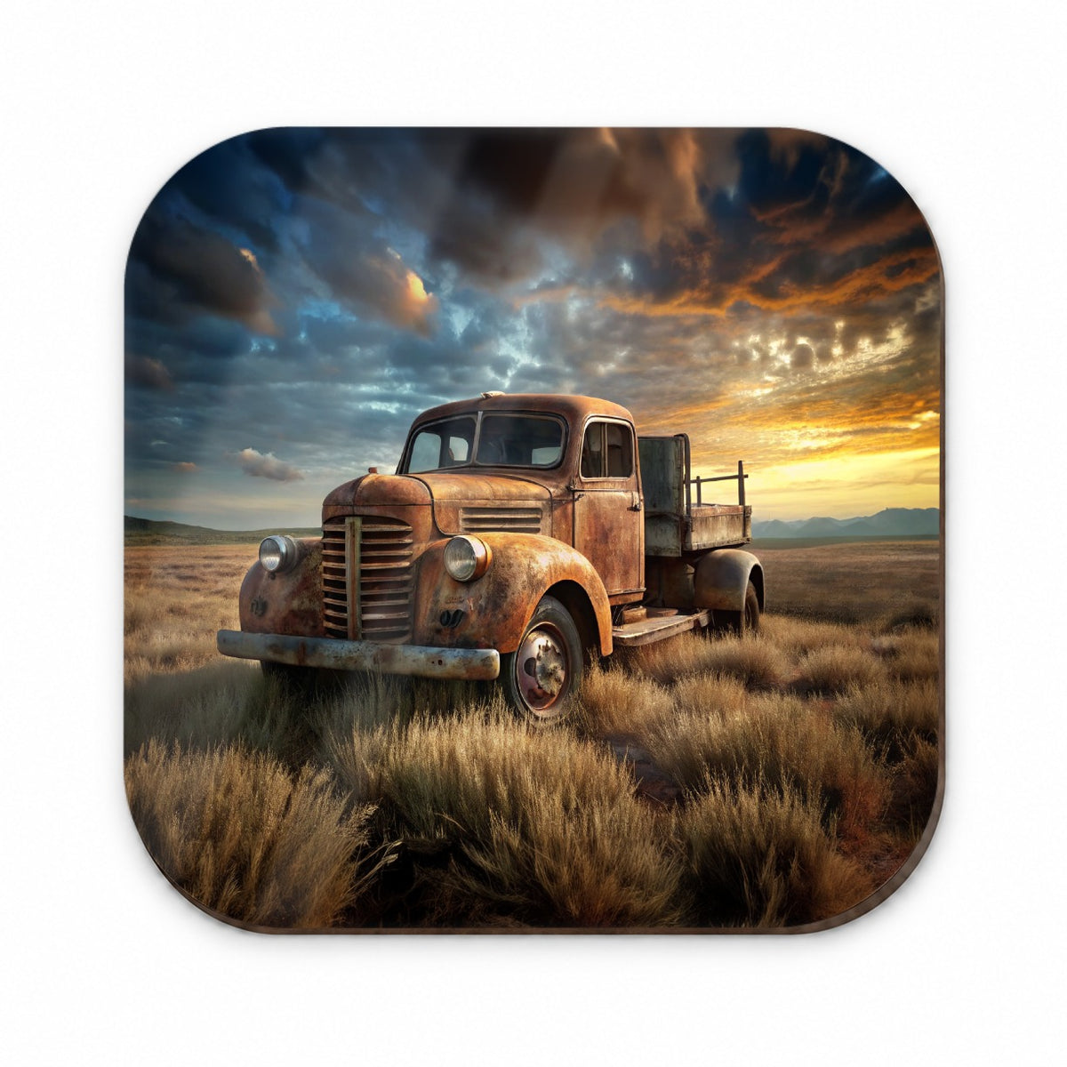 Old Rusted Retro Classic Truck Sitting In Field Fridge Magnet
